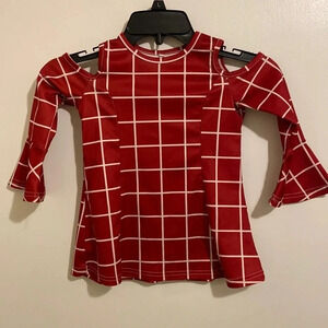 Little girls dress cold shoulder red white size 2t
